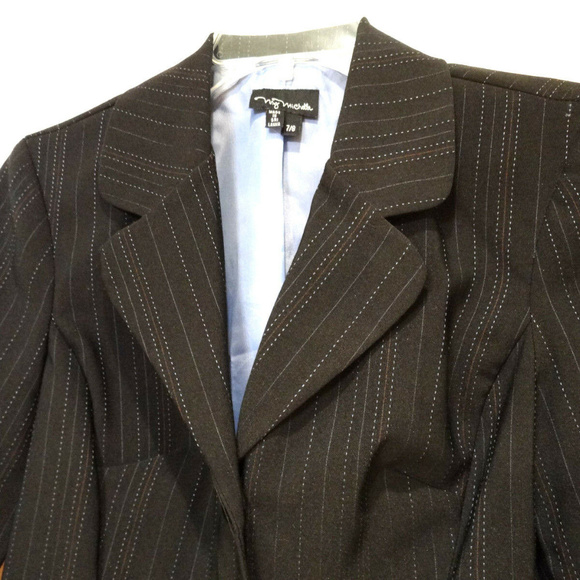 My Michelle Jacket 3/4 Sleeve Black Blue Pinstripe - Picture 3 of 7
